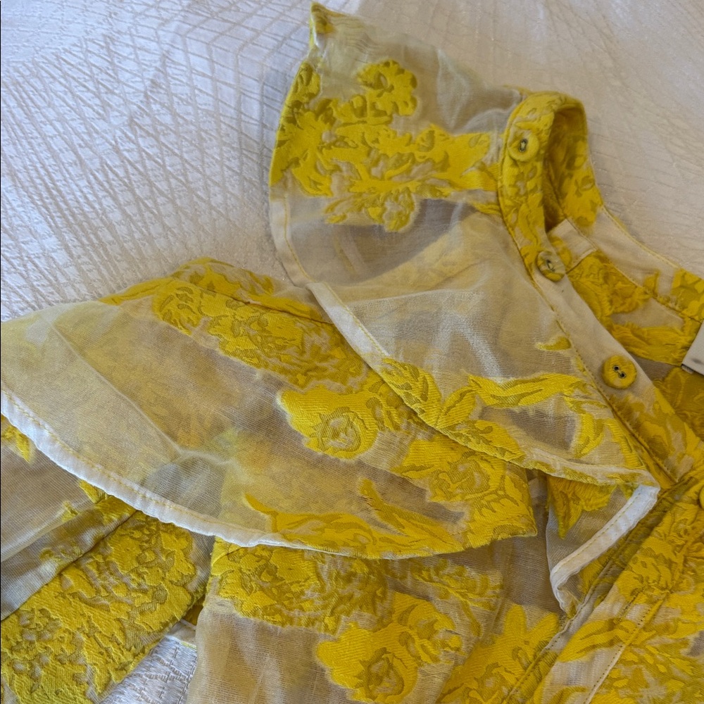 Self-Portrait Yellow Jacquard Floral Top - Picture 4 of 13
